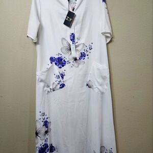 Elegant Floral Dress with Butterfly Print - Size L - by C.O.ZÝ